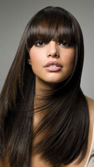 chocolate brown bangs and subtle highlights on pinterest
