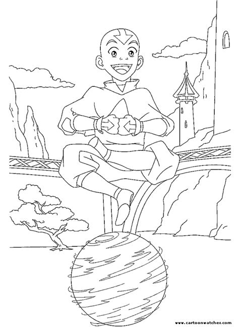 avatar aang color page  coloring pages cartoon coloring pages