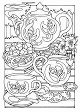 Coloring Pages Tea Time Book Colouring Books Party Kids Color sketch template