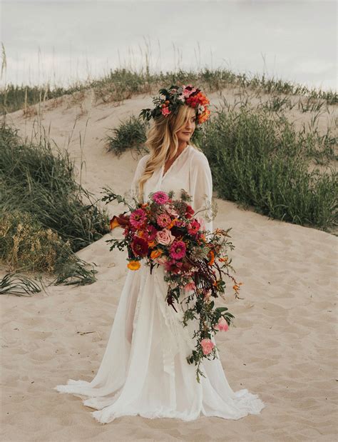 Bohemian Sunset Bridal Session With Dreamy Floral Designs Green