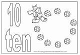 Number Coloring Pages Color Worksheet Balls Ten Football Printable sketch template