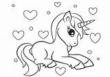 Unicorn Coloring Pages Printable Hearts Rainbow Kids Baby Adorable Cute Adults Girls Little sketch template