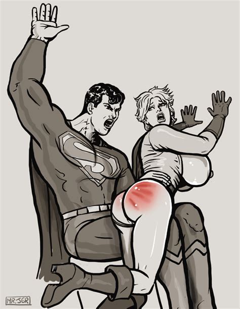 superman hitting power girl s big ass superhero spanking