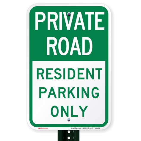 resident parking  sign private road signs sku