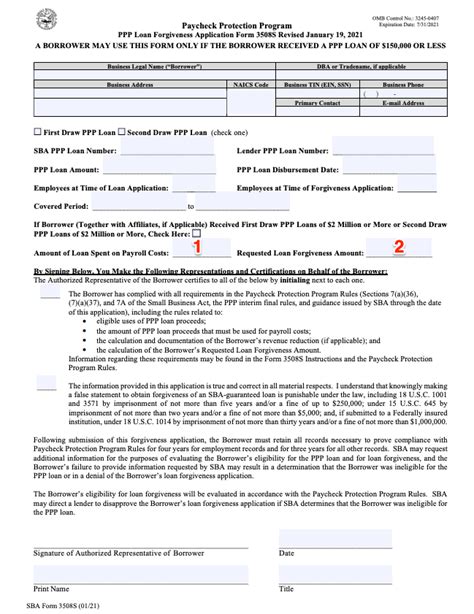 Sba Ppp Loan Application Fillable Form Printable Forms Free Online