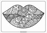 Lips Coloring Pages Printable Zentangle Pdf Sheet Lip Template Mouth sketch template