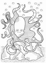 Coloring Octopus Adult Pages Big Pisces Color Printable Olivier Adults Fishes Funny Print Water Underwater Rock Worlds Kids Getdrawings Justcolor sketch template