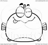 Fish Drunk Cartoon Clipart Chubby Smiling Vector Coloring Outlined Thoman Cory Regarding Notes Clipartof sketch template