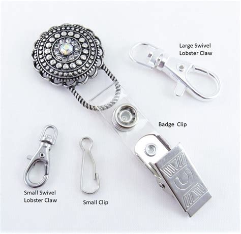 silver rhinestone magnetic pendant badge holder magnetic