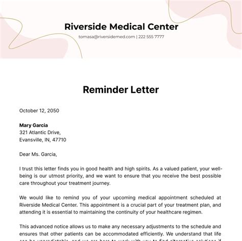 reminder letter templates examples edit