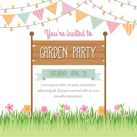 vector garden party invitation design