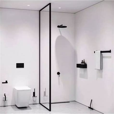 900 1000x2100mm Black Fully Framed Shower Screen Single Door Fixed