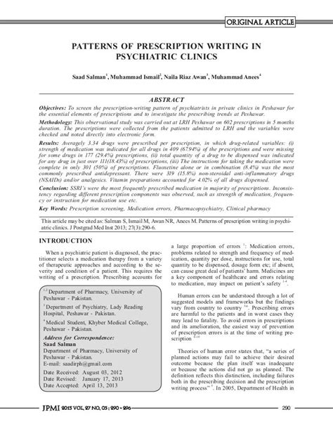 patterns  prescription writing  psychiatric clinics