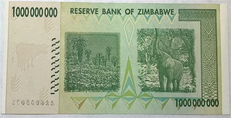 zimbabwe  billion dollars  bank note high grade crisp uncirculated