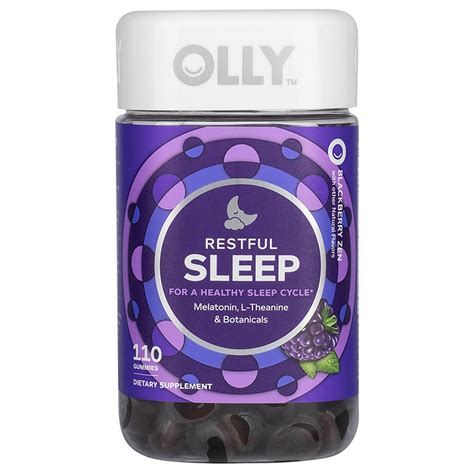 Olly Restful Sleep Gummies Melatonin L Theanine Botanicals 110