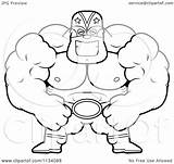 Wrestler Cartoon Outlined Luchador Strong Coloring Vector Clipart Thoman Cory 2021 sketch template