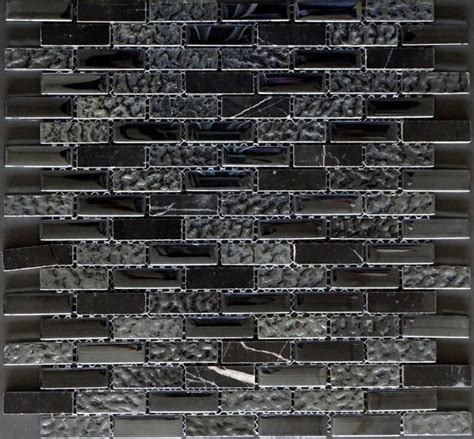 Manhattan Black Glass Mosaic Tile In Brick Pattern Mosaic