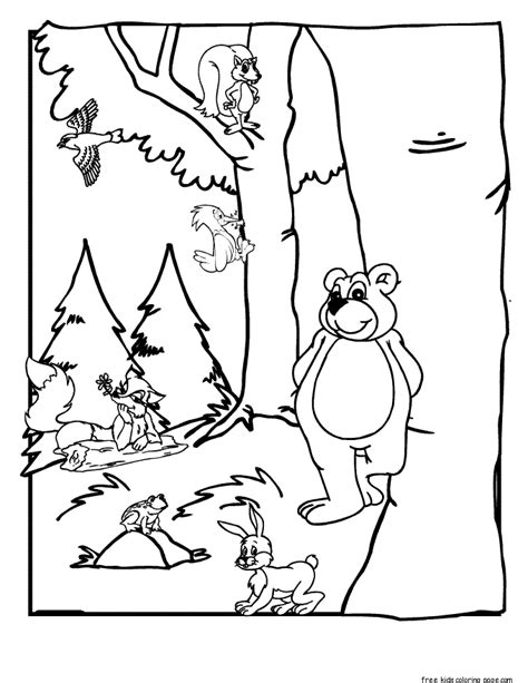 printable forest animals coloring pages  kids