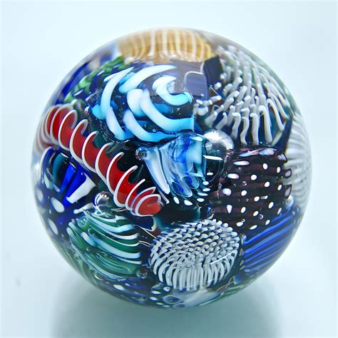 Micro Ocean Reef Sphere Paperweight By Michael Egan Art Glass