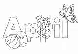 April Coloring Clipart Pages Spring Printable Clip Kids Easter Sheets Colouring Flowers Print Calendar Coloringpage Transparent Eu Name Months Bunny sketch template