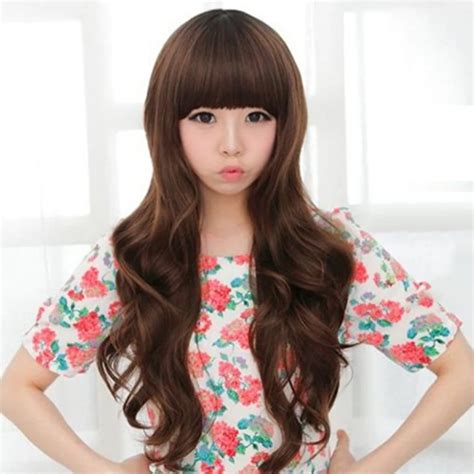 Girls Loving Cute Long Curly Hair Wigs Synthetic Wavy Wig Anime Cosplay