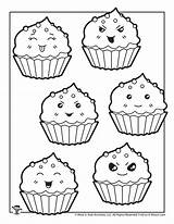 Coloring Cupcake Cute Sheet Pages Printable Kawaii Kids sketch template