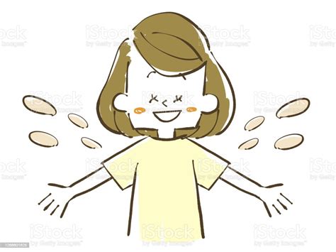 A Woman Who Spreads Her Hands With A Smile Stock Illustration