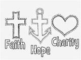 Faith Hope Charity Virtues Coloring Theological Symbol Pages Virtue Catholic Teaching Kids School Crafts Sheets Colouring Christian Sunday Cool Matching sketch template