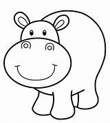 Coloring Pages Hippo Animal Printable Cartoon Kids Zoo Easy Colouring Animals Uniquecoloringpages sketch template