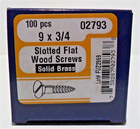 Midwest Fasteners 9 Slotted Solid Brass Flat Head Wood Screws 100ct
