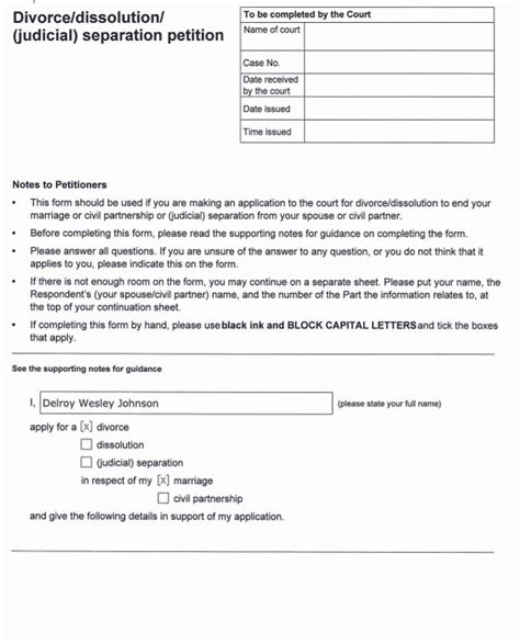 divorce application form fill  printable fillable blank pdffiller
