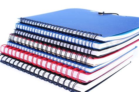 stack  colorful copybooks isolated  white background stock photo