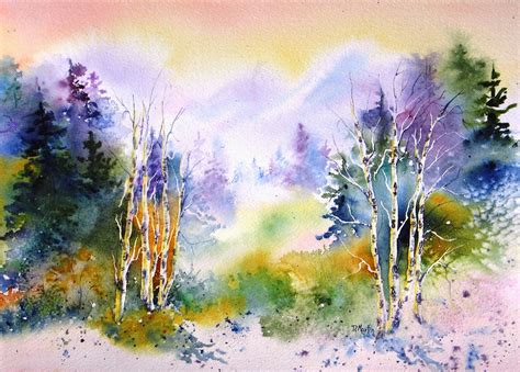 daily painters  colorado watercolor landscape painting aspen morning  international
