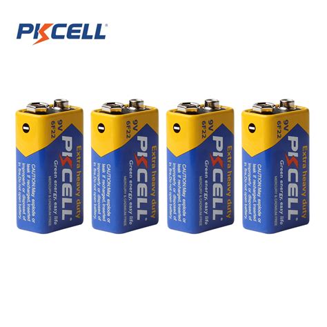 4pcs pkcell 9v 6f22 prismatic battery super heavy duty single use dry
