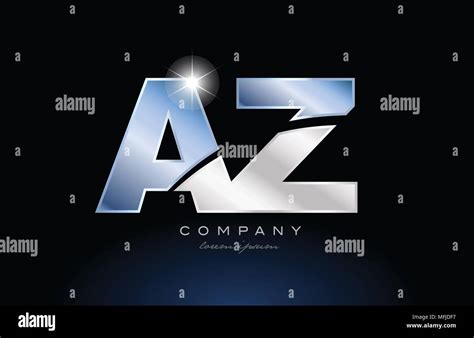 alphabet letter az   logo design  metal blue color suitable   company  business