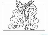Celestia Coloring Pages Pony Little Princess Getcolorings Getdrawings sketch template