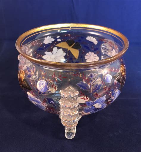Moser A Small Beautifully Enamelled And Gilded Floral And Butterfly