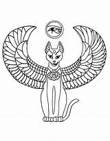 Egyptian Coloring Pages Cat Egypt Tattoo Gods Angel Ancient Hieroglyphics Mummy Drawing Bastet Winged Cats Goddess Printable Color Eye Sign sketch template