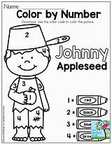 Appleseed Johnny Coloring Pages Color Number Preschool Printables Apple Fun Kindergarten Numbers Fall Apples Basic Practice Worksheets Activities Theme Crafts sketch template