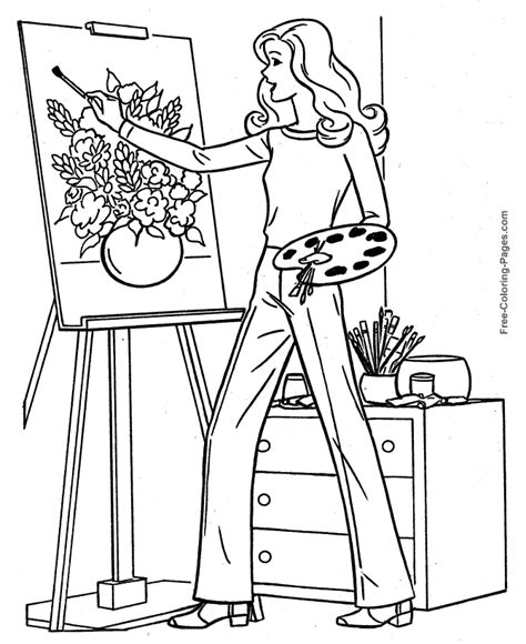 coloring pages  girls artist