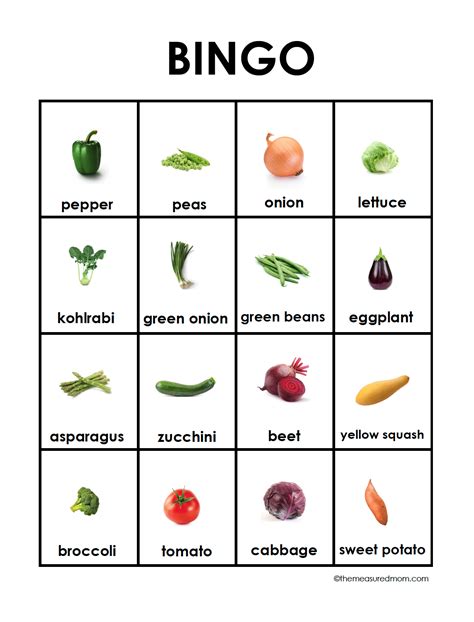 esl vocabulary bundle vegetables  measured mom