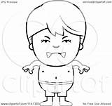 Boy Trunks Angry Clipart Swim Cartoon Coloring Happy Outlined Cory Thoman Vector Royalty Clipartof sketch template