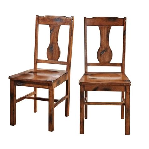 dark oak rustic wood dining chairs set  default title wood dining
