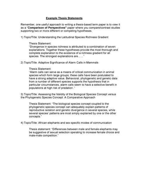 perfect thesis statement templates examples template lab