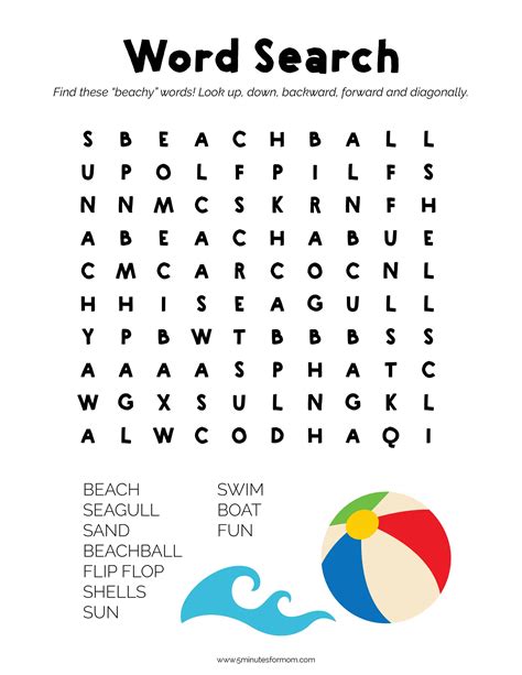 printable summer word search