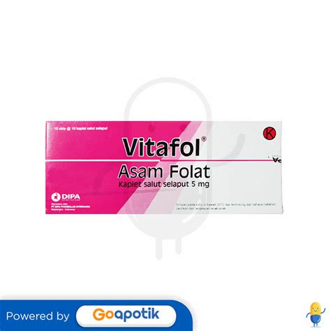 vitafol  mg box  kaplet kegunaan efek samping dosis  aturan pakai