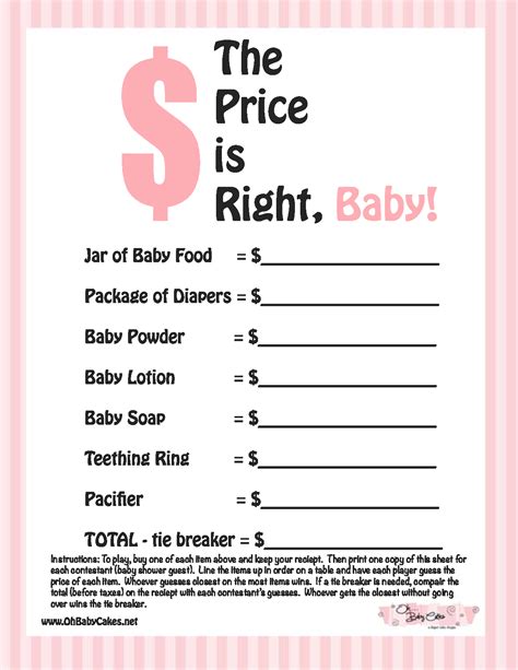baby shower game printables