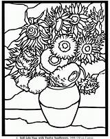 Coloring Still Pages Life Van Gogh Vincent Library Clipart Sunflowers Colouring sketch template