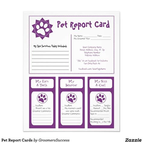 pet report cards zazzlecom report card template dog grooming