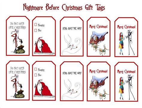 printable nightmare  christmas gift tags printable word